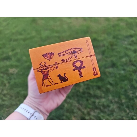 Egypt Wood Puzzle Box Pharaoh Birds Cobra Ankh Gods Hieroglyphs - Picture 5 of 9